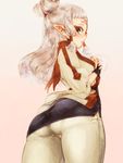  ass breasts hair_ornament highres lips long_hair looking_at_viewer pants pantyhose pantylines paya_(zelda) pointy_ears small_breasts solo standing suzuhiro the_legend_of_zelda the_legend_of_zelda:_breath_of_the_wild turtleneck white_hair white_legwear 