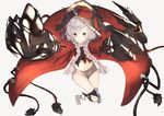  bangs braid brown_eyes claws coat foreshortening full_body grey_background grey_hair hair_between_eyes hood hood_up knees_together_feet_apart long_hair midriff open_clothes open_coat original parted_lips shiromiso short_shorts shorts silver_hair simple_background solo thighs twin_braids 
