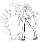  angry armpits asymmetrical_bangs bangs bare_arms bare_shoulders blunt_bangs breasts character_name clefable clenched_teeth constricted_pupils diamond_(shape) dress empty_eyes fairy_wings frown full_body gem gen_1_pokemon greyscale leggings legs_apart long_hair looking_down lusamine_(pokemon) mature monochrome open_toe_shoes pokemon pokemon_(creature) pokemon_(game) pokemon_sm primavera_maru see-through shoes short_dress simple_background sleeveless sleeveless_dress small_breasts teeth translated turtleneck two-tone_legwear white_background wings 