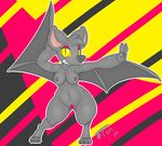  2017 anthro areola bat breasts claws digital_media_(artwork) female fionthebunny looking_at_viewer mammal navel nipples nude pubes pussy simple_background smile solo standing wings 