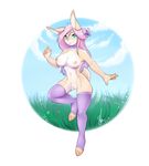  anthro breasts choker female lagomorph looking_at_viewer mammal nipples pussy rabbit shariea solo wide_hips 