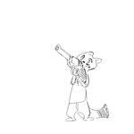  2017 anthro black_and_white clothed clothing disney ermine fan_character gun handgun holding_object holding_weapon male mammal marty_(weaver) monochrome mustelid pack_street ranged_weapon replytoanons revolver simple_background solo weapon white_background zootopia 