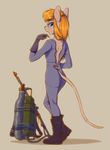  anthro blonde_hair blue_eyes chip_&#039;n_dale_rescue_rangers clothed clothing disney female gadget_hackwrench hair madhotaru mammal mouse pink_nose rodent solo standing zipper 