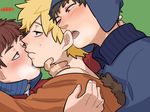  3boys blonde_hair blush hat heart_eyes licking male_focus multiple_boys south_park steam sweat yaoi young 