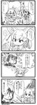  animal_ears check_commentary comic commentary commentary_request common_raccoon_(kemono_friends) fennec_(kemono_friends) fox_ears gloves greyscale highres imagining kaban_(kemono_friends) kemono_friends monochrome multiple_girls panzuban raccoon_ears short_hair spoken_ellipsis tail translated tree 