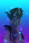 anthro bikini canine clothed clothing eamart female fur hair horn looking_at_viewer mammal smile solo swimsuit underwater water 