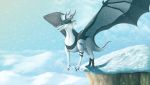  claws detailed_background digital_media_(artwork) dragon feral horn outside smile snow snowing standing teeth zagiir 