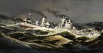  commentary_request destroyer italian_kingdom_flag military military_vehicle navigatori-class_destroyer no_humans ocean original regia_marina ship smokestack turret warship watercraft waves 