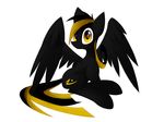  black_feathers black_hair blonde_hair cutie_mark equine fan_character feathered_wings feathers hair hooves mammal my_little_pony pegasus queenbloodysky simple_background white_background wings yellow_eyes 