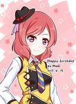  birthday blush dress hat love_live!_school_idol_project nishikino_maki red_hair short_hair smile violet_eyes 