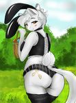  2017 anonipony anthro basket blush bunny_costume butt clothing costume cutie_mark easter easter_egg edit equine fake_ears fake_rabbit_ears female hippik holidays horse invalid_color legwear looking_at_viewer looking_back mammal monochrome my_little_pony noni_(oc) panties pony socks solo underwear 