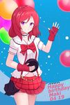  blush dress gloves happy_birthday hat love_live!_school_idol_project nishikino_maki red_hair short_hair skirt smile suspenders violet_eyes 