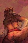  anthro balls butt canine clothing eyrich fur hair jockstrap looking_back male mammal sketch solo teeth underwear 