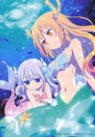  bikini_top blue_eyes breasts dragon_horns eyebrows_visible_through_hair gradient_hair highres horns image_sample kanna_kamui kobayashi-san_chi_no_maidragon long_hair mermaid monster_girl monsterification multicolored_hair multiple_girls navel official_art orange_eyes orange_hair purple_hair shell shell_bikini sideboob slit_pupils starfish tail tooru_(maidragon) two-tone_hair underboob underwater very_long_hair yandere_sample 