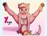  2017 anthro anus balls black_pawpads cub drychicken english_text feet flexible fur hair legs_up looking_at_viewer male mammal mustelid nude otter pawpads paws penis pink_fur purple_eyes short_hair signature simple_background solo spread_legs spreading tail_ring text tongue tongue_out webbed_hands yoga young 