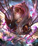  black_sclera blue_eyes claws cloud crack cygames dragon dragon_horns dragon_wings gold_trim horns jewelry liquid official_art poison ring scales see-through shadowverse shingeki_no_bahamut sky spines venomous_pucewyrm vial wings 