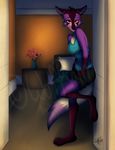  anthro bedroom canine clothed clothing digital_media_(artwork) female fox inside invalid_color looking_at_viewr mammal shirt shorts solo t-shirt wolfpsalm 
