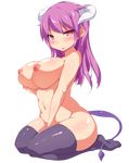  :o absurdres breasts curvy demon_girl demon_tail highres horns karaage_teishoku_(regret1994) large_breasts looking_at_viewer navel nipples original parted_lips pink_eyes puffy_nipples raised_eyebrow solo tail thighhighs thighs transparent_background 