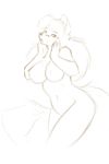  anthro breasts canine female fox looking_at_viewer mammal nude red_theme sketch smile solo standing starfighter wide_hips 