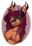  aimi anthro canine female fur hair horn hybrid licking licking_lips looking_at_viewer mammal nude smile solo tongue tongue_out 