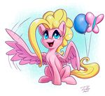  2017 balloon cutie_mark equine feathered_wings feathers female feral fluttershy_(mlp) friendship_is_magic fusion hair hooves mammal my_little_pony open_mouth pegasus pinkie_pie_(mlp) solo tsitra360 wings 
