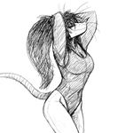  anthro armpits ballerina breasts cleavage clothed clothing eyes_closed eyewear female glasses hair hands_behind_head hladilnik leotard mammal marsupial marylin_(hladilnik) opossum solo 