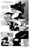 2011 animal_humanoid annoyed antennae_(anatomy) anthro arthropod arthropod_humanoid athletic athletic_male bath bathhouse black_and_white black_body black_fur black_nose cheek_tuft clothing coat comic compound_eyes countershade_neck countershading dialogue duo ears_back english_text eyewear facial_tuft fangs fur glasses grin gulonine hi_res holding_eyewear holding_glasses holding_object hot_tub humanoid hybrid inner_ear_fluff insect insect_humanoid insect_wings inside jack_salem lab_coat looking_aside looking_at_another male mammal marten monochrome mustelid musteline narrowed_eyes necktie nude_male onomatopoeia open_mouth partially_submerged pivoted_ears public_bath relaxing roz_gibson sable_(marten) sharp_fangs sharp_teeth smile sound_effects speech_bubble squint squinted_eyes teeth text text_box tongue topwear tuft undressed water wet wet_body wet_fur whiskers wings