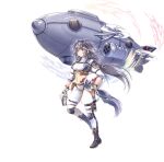  1girl aircraft artist_request bad_source belt boots breasts dirigible earrings fora_(sennen_sensou_aigis) full_body game_cg gloves grey_hair helmet highres holding holding_helmet jewelry navel official_art propeller sennen_sensou_aigis short_sleeves solo tattoo third-party_source transparent_background unworn_headwear unworn_helmet 