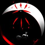  battle black_background black_eyes blood blood_drop bright_pupils colored_sclera eye_contact eye_focus face-to-face facing_another gooey_(kirby) half-closed_eyes heart_wand highres holding holding_wand kirby kirby&#039;s_dream_land_3 kirby_(series) looking_at_another looking_down love_love_stick no_humans one-eyed red_sclera shoes simple_background sirogane_aria size_difference wand white_pupils zero_(kirby) 