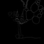 2013 ambiguous_gender black_and_white black_background chain collar digital_drawing_(artwork) digital_media_(artwork) domestic_cat felid feline felis feral hi_res mammal monochrome naircat sad simple_background sitting sketch solo tail