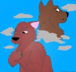 absurd_res back_to_back blue_sky brown_body brown_fur canid canine canis daughter_(lore) disney duo father_(lore) father_and_child_(lore) father_and_daughter_(lore) female feral fur gem gem_necklace hi_res jewelry jungle_book_shonen_mowgli lala_(jungle_book) male mammal melancholic mesmereye necklace nippon_animation parent_(lore) parent_and_child_(lore) parent_and_daughter_(lore) pink_body pink_fur sad sky the_jungle_book vermillion_(jungle_book_shonen_mowgli) wolf
