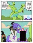 absurd_res alien alien_humanoid anthro big_breasts bonnymama7 breasts censor_bar clothed clothed_female clothing dialogue dominant dominant_female dress duo eldritch_abomination elphaba_(bonnymama7) english_text facial_hair female green_body green_skin gun hair handgun hat headgear headwear hi_res holding_gun holding_handgun holding_object holding_pistol holding_ranged_weapon holding_weapon human humanoid humor magic_user male male/female mammal mustache oral oral_penetration penetration pistol purple_tentacles ranged_weapon red_hair speech_bubble tentacle_arms tentacle_creature tentacle_in_mouth tentacle_penetration tentacles text ufo weapon witch witch_hat