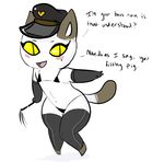  animal_crossing blush cat clothed clothing dominatrix feline female fur hat leather legwear looking_at_viewer mammal nintendo olivia skimpy solo thigh_highs unknown_artist video_games whip white_fur yellow_eyes 