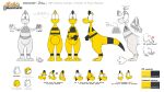 angry anthro blinking digitigrade dinosaur english_text female happy hi_res laugh model_sheet official_art ornithischian ornithopod prehistoric_species reptile sad scalie solo text twarda8 unknown_species yellow_body zniw zniw_adventure