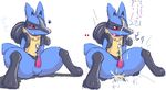  anthro blush cula cum japanese_text lucario male nintendo penis plain_background pok&#233;mon pokemon red_eyes sequence solo text unknown_artist video_games white_background 