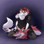 1:1 anthro blood bodily_fluids breasts celisa_(feril) decapitation detachable detachable_head female genitals gore goretato headless hi_res magic_user penis sergal solo witch