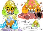  &gt;_&lt; 1girl ^_^ alternate_color asunekun closed_eyes commentary_request expressions flower flying_sweatdrops green_eyes horns motion_lines multiple_views orisa_(overwatch) overwatch robot simple_background solid_eyes speech_bubble surprised text_focus translation_request upper_body waving white_background 