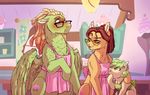  apron blush clothing equine eyewear fan_character female fluffy glasses group horse lopoddity male mammal my_little_pony pegasus pony story story_in_description sunglasses wings 
