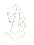  anthro big_breasts breasts canine clothing female fox looking_at_viewer maid_uniform mammal red_theme sketch solo standing starfighter uniform 