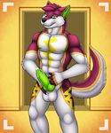 2016 5_fingers abs animal_genitalia animal_penis anthro balls biceps black_claws black_nose camera_view canine canine_penis cheek_tuft claws countershade_face countershade_tail countershade_torso cum dog dregna erection fluffy fluffy_tail fur green_eyes green_nipples green_penis hair hi_res humanoid_hands husky inner_ear_fluff inside jz-jake knot licking licking_lips looking_down male mammal multicolored_fur muscular nipples nude pecs penis pointy_ears red_fur red_hair smile solo standing tongue tongue_out tuft two_tone_fur two_tone_tail white_balls white_countershading white_fur 