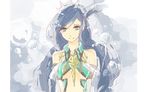  1girl bare_shoulders blue_eyes blue_hair breasts dana_(ys) hair_ornament long_hair smile ys ys_viii_lacrimosa_of_dana 