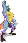  anthro avian beak biceps bird blue_feathers bow_tie breath_of_the_wild bulge clothing dancing feathers kass_(zelda) male muscular nintendo nude pecs pole pole_dancing rito solo standing stripper talons the_legend_of_zelda thong toomanyboners video_games yellow_eyes yellow_feathers 