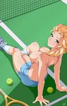  10s 1girl 2017 ball blonde_hair blue_eyes braid breasts disney elsa_(frozen) erection exlic frozen_(disney) futanari large_breasts long_hair looking_at_viewer outdoors penis shiny shiny_hair shiny_skin sitting tennis_ball tennis_net tennis_racket topless uncensored 