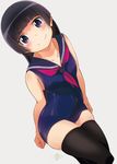  black_eyes black_hair blue_swimsuit gokou_ruri highres long_hair looking_at_viewer mole mole_under_eye nontraditional_school_swimsuit one-piece_swimsuit ore_no_imouto_ga_konna_ni_kawaii_wake_ga_nai sailor_collar sailor_one-piece_swimsuit school_swimsuit simple_background solo suzumeko swimsuit thighhighs 