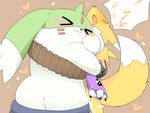  artist_request breasts character_request digimon eyes_closed furry hug nipples open_mouth renamon 