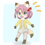  artist_request fox furry open_mouth pink_hair short_hair teal_eyes 