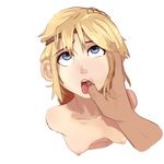  1girl astrid_hofferson blonde_hair blue_eyes breasts female finger_in_another&#039;s_mouth finger_in_mouth how_to_train_your_dragon nipples nude polyle pov small_breasts 