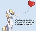  &lt;3 aryanne aryanne_(character) balloon biped blonde_hair blue_eyes equine fan_character female feral fur hair horse mammal my_little_pony pony solo tears white_fur 