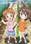  brown_eyes brown_hair bucket crayfish dirty fishing_rod girls_und_panzer highres multiple_girls nishizumi_maho nishizumi_miho official_art popsicle_stick short_hair siblings sisters sugimoto_isao tank_top younger 