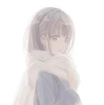  blurry commentary_request long_hair long_sleeves naruse_chisato scarf 